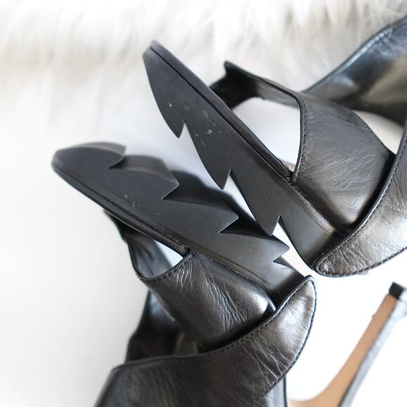 Camilla Skovgaard Black Leather Open Toe Platform High Heels Size 38.5 - Picture 10 of 16